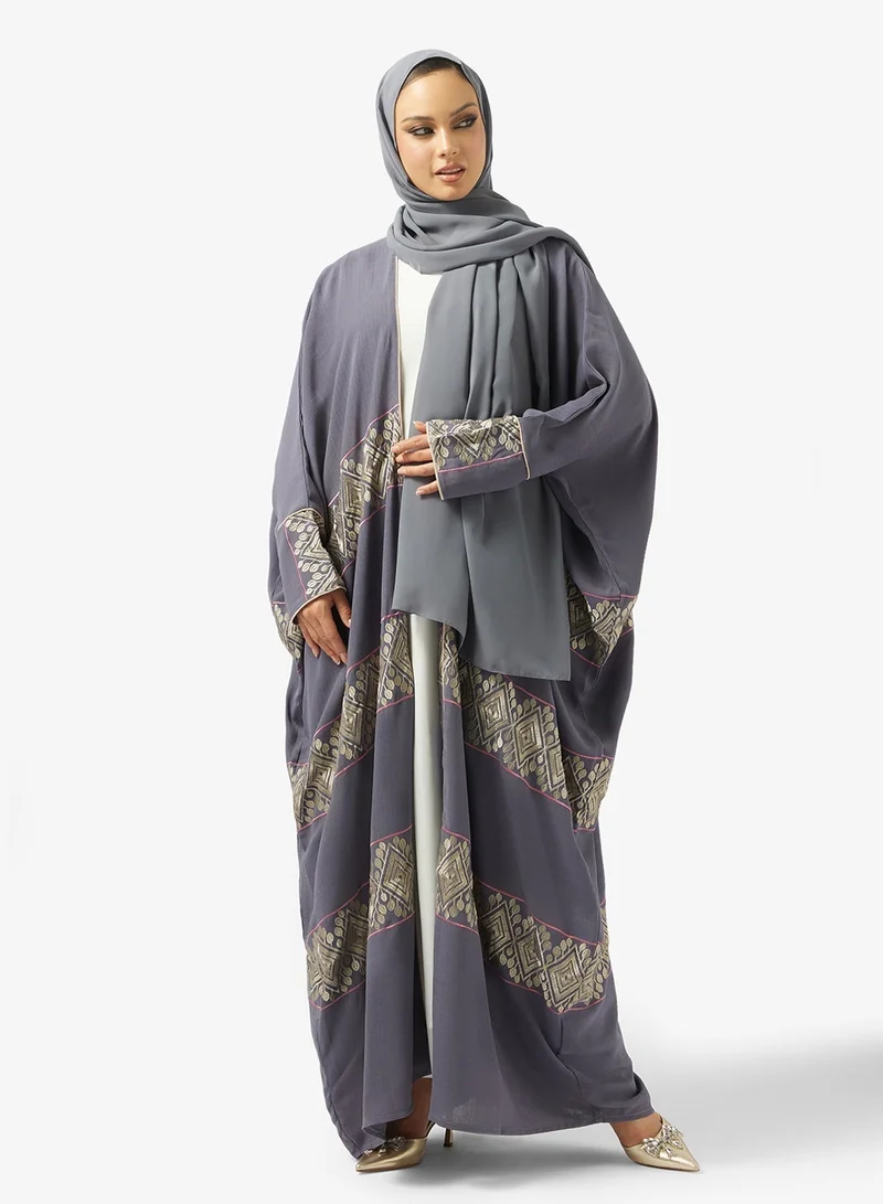 hayas closet  Embroidered Abaya With Sheila for Women | Best Price UAE